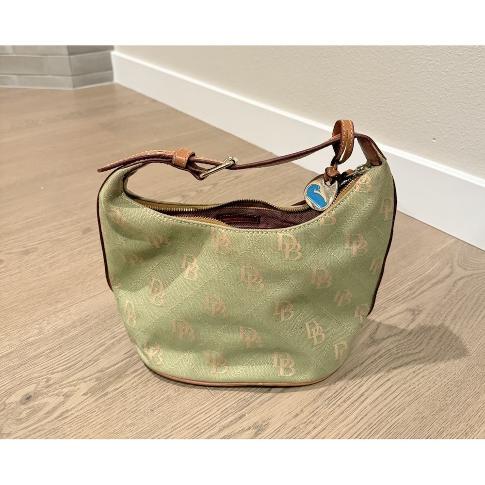 Dooney & Bourke Mini Bucket Bag‎ Purse Mint Green Signature Canvas Y2K VTG